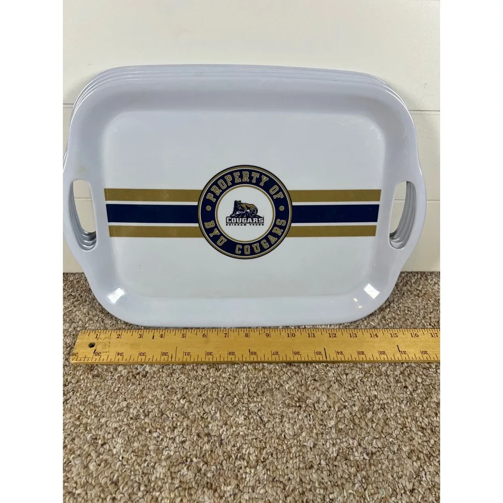 BYU Cougars Serving Trays Set of 5 White Melamine Tailgate Party 17x11 NCAA